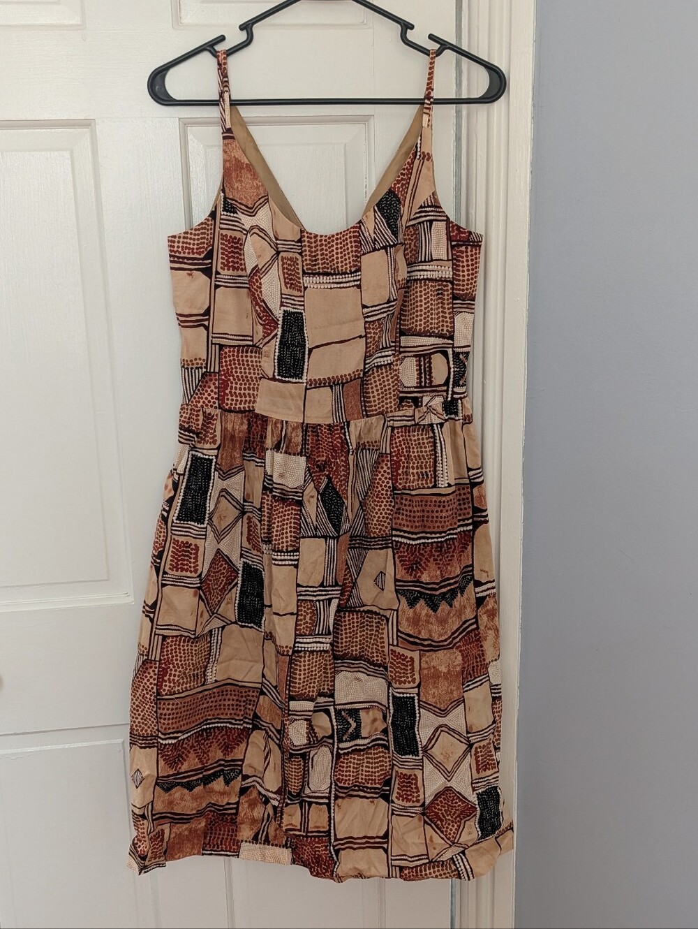 Vintage Harve Benard Patchwork-Print Spaghetti Strap Mini Dress